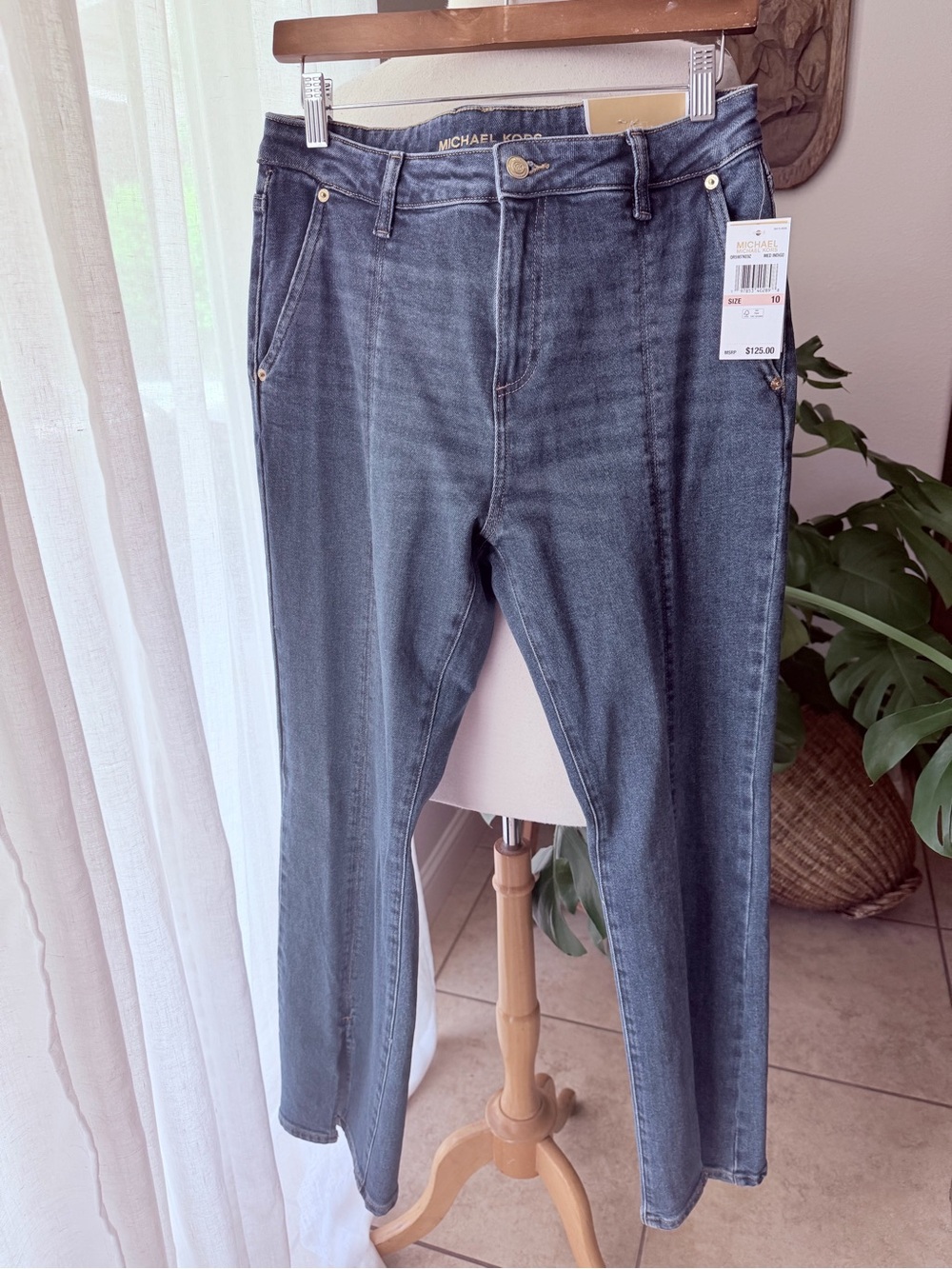 NWT Michael Kors Selma Flare Jeans Size 10 Dark Wash High Rise